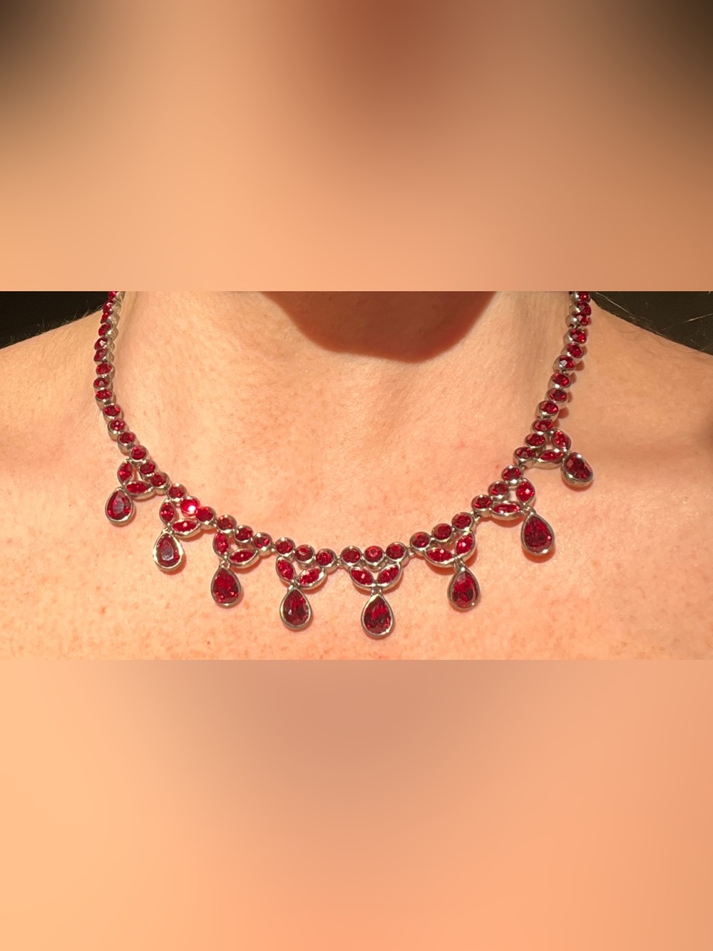 Givenchy Deep Red Crystal Necklace and Bracelet Set - Picture 3 of 3